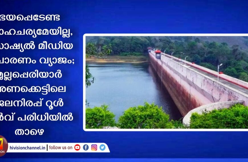 ഭയപ്പെടേണ്ട സാഹചര്യമേയില്ല, സോഷ്യല്‍ മീഡിയ പ്രചാരണം വ്യാജം; മുല്ലപ്പെരിയാര്‍ അണക്കെട്ടിലെ ജലനിരപ്പ് റൂള്‍ കര്‍വ് പരിധിയില്‍ താഴെ