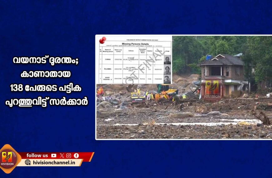 വയനാട് ദുരന്തം; കാണാതായ 138 പേരുടെ പട്ടിക പുറത്തുവിട്ട് സര്‍ക്കാര്‍