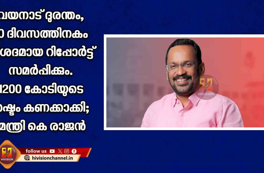 വയനാട് ദുരന്തം, 10 ദിവസത്തിനകം വിശദമായ റിപ്പോര്‍ട്ട് സമര്‍പ്പിക്കും. 1200 കോടിയുടെ നഷ്ടം കണക്കാക്കി; മന്ത്രി കെ രാജന്‍