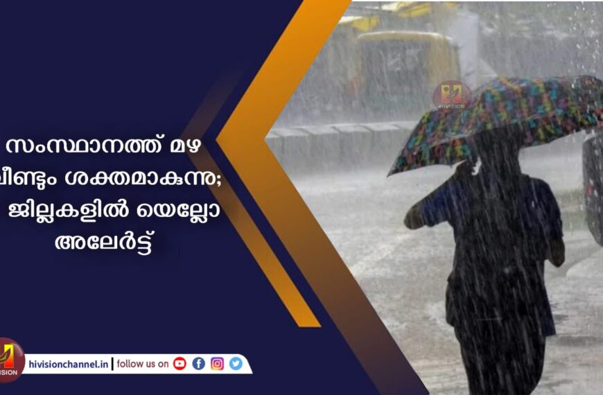 സംസ്ഥാനത്ത് മഴ വീണ്ടും ശക്തമാകുന്നു; 8 ജില്ലകളില്‍ യെല്ലോ അലേര്‍ട്ട്