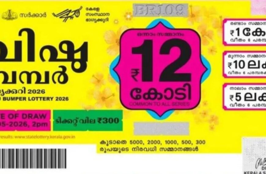 വിഷുബമ്പര്‍ നറുക്കെടത്തു;VB 135452 എ ന്ന നമ്പറിനാണ് ഒന്നാം സമ്മാനം